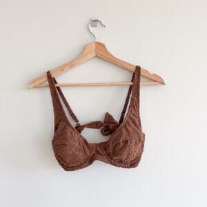 Somerfield Swim Navagio Textured Underwire Tie Back Bikini Top Mocha M